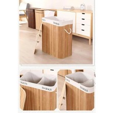 Leaf Shop Çamaşır Sepeti, 2 Bölmeli, Çıkarılabilir Çamaşır Torbalı, Katlanabilir