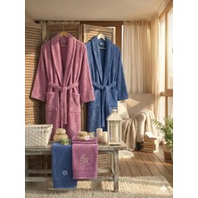 Zena Mürdüm Koyu Mavi Havlulu Bornoz