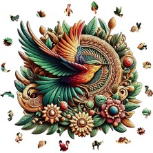 Leaf Shop - Ahşap Puzzle Yetişkinler Için - Sinek Kuşu Benzersiz Parçalı Puzzle - 250 Parça Ahşap Yapboz - Yapıştırıcı Folyo Dahil - Dekoratif Ahşap Puzzle - 29X28 cm - Wz-19