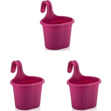 Leaf Shop Asma Balkon Saksi Seti, 3 L, 3 Adet, Fusya