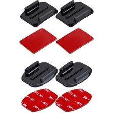 Leaf Shop Aksiyon Kameralara Uyumlu 2 Adet Düz 2 Adet Oval Zemin Aparatı + 3m Yapışkan Bant