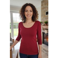 Teen Blood Kadın Bordo Truvakar Kol Balerın Yaka Body