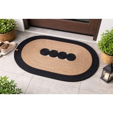 Mtg Jüt Tasarım 4 Halkalı Oval Paspas Jüt Halattan El Emeği Kapı Önü Lavabo Önü Banyo Paspası