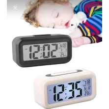 TeknoBeyza Dijital Alarmlı Masa Saati - Sıcaklık ve Takvim Göstergeli Gece Işıklı Akıllı Masa Saati