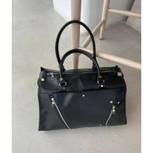 Mercan Bags Kadın Fermuar Detaylı Kırışık Suni Deri Casual El ve Omuz Çantası