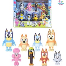 Brother Toys 8'li Bluey Bingo ve Ailesi Koleksiyonluk Figür Oyuncak Ithal Kaliteli 8 Cm.
