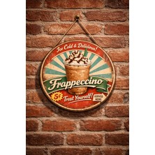 Mayeka Cafe Restoran Için Frappuccino Kahve Retro Duvar Kapı Tablo Süsü Ahşap Askılı Pano Tabela No 10