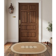 Mtg Jüt Tasarım 4 Halkalı Oval Paspas Jüt Halattan El Emeği Kapı Önü Lavabo Önü Banyo Paspası