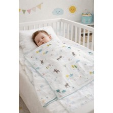 Lina Baby Bloomm Geyik ve Çiçek Desenli % 100 Organik Pamuk (80 CMX90 Cm)Çok Amaçlı Müslin Bezi Örtü Battaniye