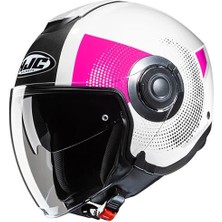 Hjc İ40N Pyle Mc8 Yarım Motosiklet Kaskı Beyaz Fuşya