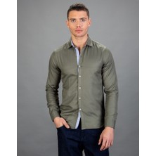 Tudors Slim Fit Uzun Kollu Düğmeli Yaka Pamuklu Kolay Ütü Düz Erkek Gömlek