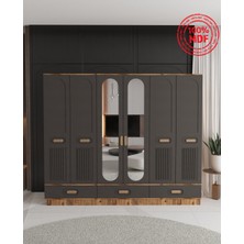 T&B Pera 6 Kapaklı Çekmeceli Bazalı Gardırop - Tamamı Mdf