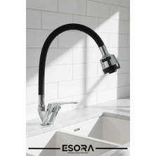 Esora Oynar Borulu Çift Su Girişli 2 Fonksiyonlu Mutfak Eviye Bataryası Musluğu