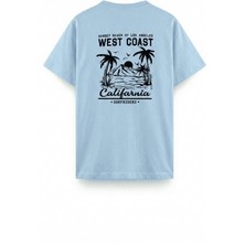 Oksit West Coast Surfriders California Baskılı Erkek Unisex Oversize Tişört Büyük Beden Tshirt