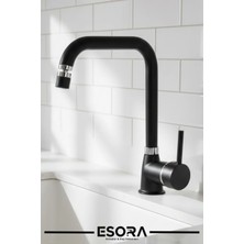 Esora Siyah Krom Oynar Başlı Mutfak Eviye Bataryası