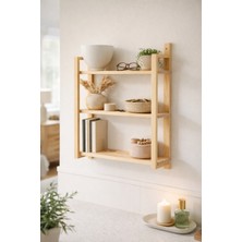 Iterra Masif Çam Ahşap 3 Raflı Duvar Rafı