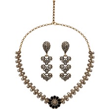 Siyah Çiçek Detaylı Bakır Set