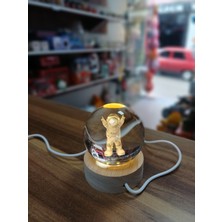 BLC Boutique Ahşap LED Kristal Küre Astronot Gece Lambası