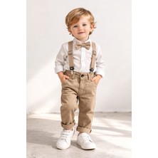 Chicsy Baby Erkek Bebek Askılı Pantolon Takım Papyonlu Şık Çocuk Kombin
