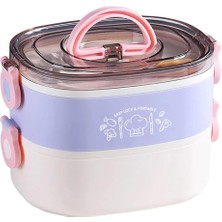Misda Store 1200 ml Iki Kat Üç Bölme Paslanmaz Çelik Bento Lunch Box Yeni Nesil Sefer TASI-ÇATALLIKAŞIK-FFLBOX50251