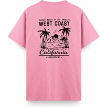 Oksit West Coast Surfriders California Baskılı Erkek Unisex Oversize Tişört Büyük Beden Tshirt