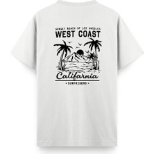 Oksit West Coast Surfriders California Baskılı Erkek Unisex Oversize Tişört Büyük Beden Tshirt