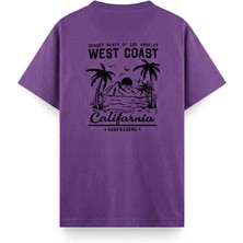 Oksit West Coast Surfriders California Baskılı Erkek Unisex Oversize Tişört Büyük Beden Tshirt