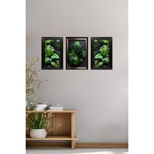 Dijidepo 3'lü Set Tropikal Yaprak Desenli Duvar Folyo Yapışkanlı Dekoratif Sticker Seti - Uv Baskı