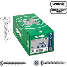 Spax Evrensel Vida 4 x 40MM 1.000 Adet Tam Dişli Havşa Başlı Yıldız Z1 Spax-S Versiyon Wırox Kaplama