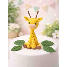 Maku Home Safari Konseptli Şeker Hamurlu Zürafa Figürü 4 Lü Yaprak Seti