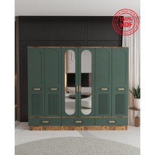 T&B Pera 6 Kapaklı Çekmeceli Bazalı Gardırop - Tamamı Mdf