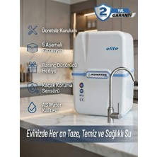 As Water Elite Su Arıtma Cihazı 8 Lt Çelik Tanklı 80 Gpd Mebranlı Kaçak Koruma Aparatlı