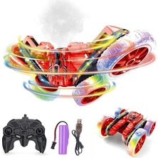 Leaf Shop Ghz Uzaktan Kumandalı Full Fonksiyon Şarjlı LED Işıklı 4x4 Buhar Duman Atan Akrobat Araba (Kırmızı)