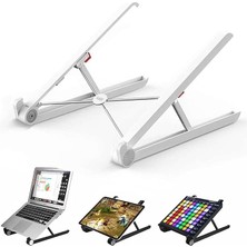 Leaf Shop Saıjı X1 Laptop Sehpası, Katlanabilir, Tablet Sehpası, Alüminyum Alaşım, Online Sınıf Çalışması, Duruşu Iyileştirme, Isı Dağılımı Macbook, iPad ve 10-15,6 Inç Olan Tüm Cihazlar ile Uyumlu. Beyaz