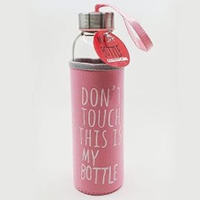 Leaf Shop Kesesi Kişiye Özel Isimli Renkli Kılıflı Cam Su Şişesi 500 ml Pembe