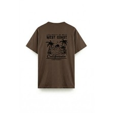 Oksit West Coast Surfriders California Baskılı Erkek Unisex Oversize Tişört Büyük Beden Tshirt