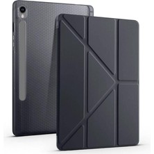 Leaf Shop Tab S10 LITE/S10 Fe/s9 Fe 10,9 SM-510 SM-710 SM-X520 Için Uyumlu Kılıf Tri Folding Kalem Bölmeli Standlı Kabak (Siyah)