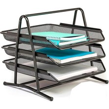 Leaf Shop Evrak Rafı 3 Lü 1 Paket Masa Üstü A4 Dosya Düzenleyici Kağıt Tepsisi Fileli Üç Katlı Hareketli