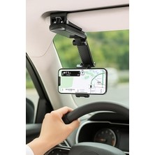 Leaf Shop Güneşlik Üzerine Takılan, 1080° Döner Ayarlı, Araç Telefon Tutucu, Universal Evrensel Cep Telefonu Standı, Paslanmaz Abs Malzeme, Şık Tasarım, Seyahat Navigasyon Için