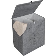 Leaf Shop Keçe Deri Kulplu 2 Bölmeli Dekoratif Çamaşır Sepeti