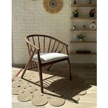 Silla Concept Kaburga Sandalye Teddy Krem Kumaş Ceviz Ahşap Sandalye