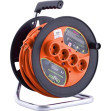 Leaf Shop IP20 Plastik Makaralı Seyyar 4 Prizli Uzatma Kablosu 3x2.5 mm Cca Kablo 30 Metre Termal Sigorta