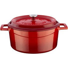 Leaf Shop Döküm Yuvarlak Tencere, Trendy, 24 Cm, 4.49 L Hacim, Kırmızı