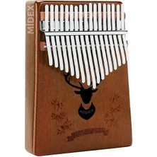 Leaf Shop KLX-880 Hakiki Ağaç Kalimba Geyik Desenli Ahşap Full Set 17 Çelik Tuşlu