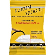 Leaf Shop Room-Vakum Hurcu 4'lü Valiz Set Medium 50X70 cm Vakumlu Hurç - Vakumlu Poşet -