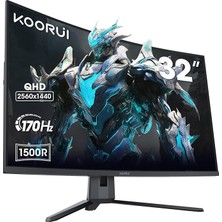 Leaf Shop 31.5 Inç Bilgisayar Monitörü Qhd 1440P Ultrageniş Oyun Monitörü 170Hz Va 1500R Monitör, Ultra Ince, HDMI X2 /dp, Vesa Uyumlu, Eğim Ayarı, Göz Koruma