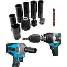Leaf Shop Somun Sökme Sıkma Torklu Makine Için 6lı Lokma Seti ve Bits Adaptör 1/2 Hex Ağır Hizmet Lokma Bijon