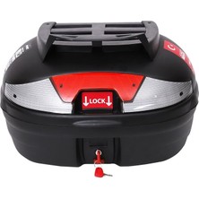 Leaf Shop Çantası Arka Motosiklet Bagajı Kargo Taşıma Aparatlı Sırt Dayamalı Topcase Kuyruk Çantası Kilitlenebilir UNIVERSALCV46 (Siyah)