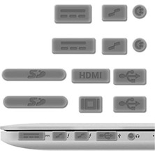 Leaf Shop MacBook Toz Koruyucu Silikon Port Tıpa Seti 12’si Bir Arada Usb-A Magsafe HDMI Sd Uyumlu Eski Nesil Retina Kasa Şeffaf