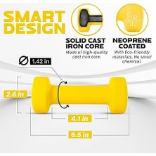 Leaf Shop Neopren Kaplamalı Dumbbell El Ağırlık Seti 2'li - 15 Renk ile Çoklu Ağırlık Seçenekleri, Yuvarlanmaz, Kaymaz, Altıgen Şekilli